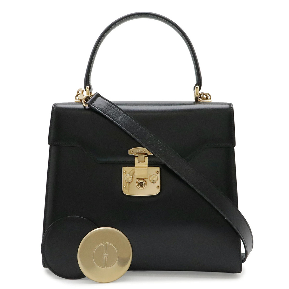 Gucci Lady Lock Handbag Flap Bag Crossbody Leather Black Key